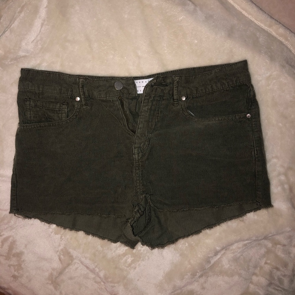 Kendall and Kylie olive corduroy shorts